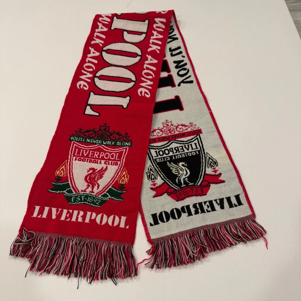 Liverpool FC You'll Never Walk Alone Supporter Scarf Red White Knit Soccer Fan